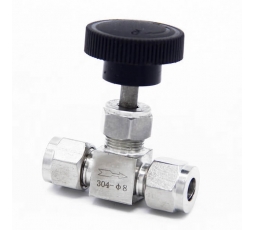 Игольчатый кран с цанговым зажимом под трубку 8 мм. (нержавейка)