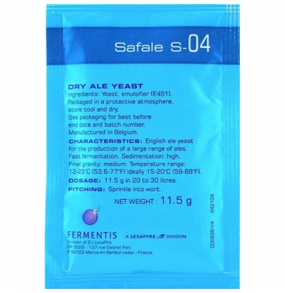 Дрожжи пивные Safale S-04 11,5 гр.